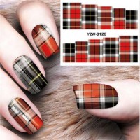 custom burberry nail sticker full cover Gingham waterslid decal