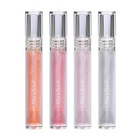 In Stock Supply Fancy 3.2ML Round Clear Lip Glaze 4 Colors Silicone Brush Transparent Lip Gloss