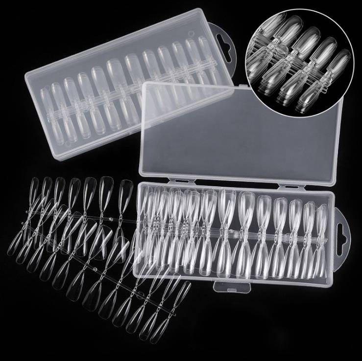 Clear Abs Artificial False Press On Natural Acrylic Long Curve Full Cover Nail Tips 500 Pcs