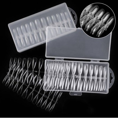 Clear Abs Artificial False Press On Natural Acrylic Long Curve Full Cover Nail Tips 500 Pcs